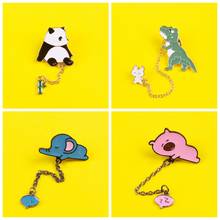 Cartoon Series Set Animal Chain Metal Brooches On Clothes Panda Przypinki Anime Icon On The Backpack Enamel Pins On Jeans Jacket 2024 - buy cheap