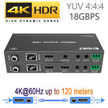 2020 Лучший 4K 60Hz HDMI удлинитель HDBaseT с ИК 120m 4K HDMI POE удлинитель по RJ45 Cat5e/6 кабель Поддержка HDMI 2,0 и HDCP 2,2 2024 - купить недорого