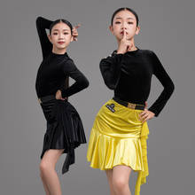 2020 Latin Dance Costumes For Girls Long Sleeve Tops Skirt Sets Latin Practice Clothes Children Competition Dance Dress DQS5805 2024 - buy cheap