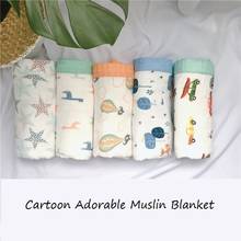 Очаровательное детское одеяло из бамбукового хлопка с рисунком; 4 слоя; Сезон весна-лето; Теплое мягкое удобное разноцветное одеяло из муслина для новорожденных 2024 - купить недорого