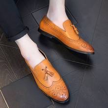 Italian Leather Men Brown Black Wedding Oxford Shoes Tassel Slip On Office Business Suit Men's Dress Shoe zapatos hombre 2024 - buy cheap
