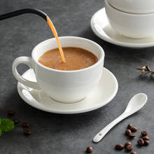 Copo expresso com pires puro branco, conjunto de xícaras de café expresso com latte em cerâmica, xícaras para bebidas 2024 - compre barato