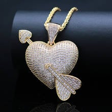 Цепочка с подвеской в виде сердца для мужчин и женщин, украшение в стиле хип-хоп с полным кубическим цирконием, подарочное ожерелье 2024 - купить недорого