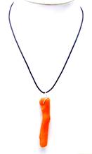 Qingmos colar pingente coral laranja genuíno para mulheres, com 10*70mm natural, cordão de colar, 18 ", joias chocadoras 2024 - compre barato