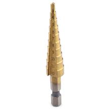 HSS Hex Shank Titanium Step Drill Bit Straight Flute 3-12 mm/ 0.12-0.47 inch Woodworking Dirlling Tap Tool 2024 - buy cheap