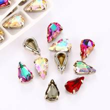 8x13MM K9 High Quality Teardrop Shape Glass Crystal Rhinestones With Hollow Gold&White K Claw Pear Stone For Clothing/Crafts 2024 - buy cheap