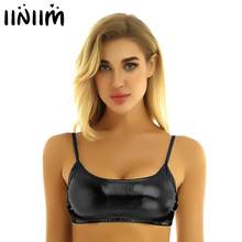 Iiniim-camisola feminina metálica brilhante, colete curto com alças finas, top para música, festivais, festa de dança, roupa de balada 2024 - compre barato