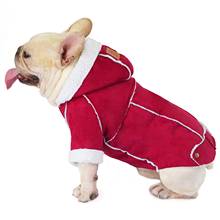 Модная теплая зимняя одежда для маленьких собак, пальто с капюшоном, куртка для собак, зимняя теплая однотонная Толстовка в стиле пэчворк для щенков 2024 - купить недорого