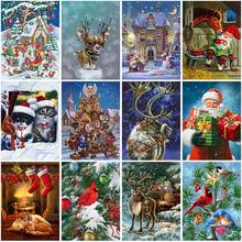 Cuadro de dibujos animados de muñeco de nieve 5D, Kits de punto de cruz, bordado de mosaico de taladro redondo completo, regalo de Navidad de Santa Claus 2024 - compra barato
