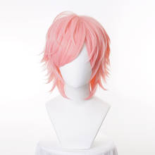 Peruca de cosplay yariqueixo bitch bu club ayato yuri, peruca rosa, cabelo sintético curto em camadas com gorro 2024 - compre barato