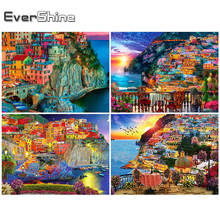 Evershine Full Square Diamond Painting Town 5D DIY Diamond Embroidery Seaside Landscape Mosaic Art Home Decorations 2024 - buy cheap