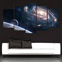 Cuadro impreso en HD para sala de estar, decoración del hogar, 5 paneles, universo, Vía Láctea, nebulosa, marco de carteles de arte de pared moderno 2024 - compra barato