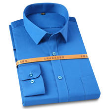 Мужская Повседневная рубашка из 100% хлопка, однотонная деловая рубашка с длинными рукавами, не требует глажки, легкая в уходе 2024 - купить недорого