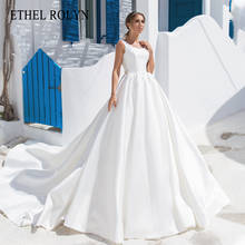 ETHEL ROLYN A-Line Wedding Dress 2022 Glamorous Backless Sleeveless Bride Scoop Chic Beading Flowers Satin Princess Bridal Gown 2024 - buy cheap