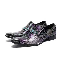 Zapatos de lujo de cristal italiano para hombre, Oxford, puntiagudos, zapatos de vestir formales, decoración de Metal, Charm, zapatos de fiesta de cuero genuino 2024 - compra barato