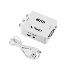 Mini adaptador de conversor de vídeo hd av2vga, conversor cvbs av branco para vga, conversor de vídeo com áudio de 3.5mm para pc hdtv 2024 - compre barato