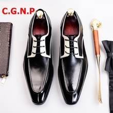 Роскошные свадебные туфли C.G.N.P, мужские классические туфли из натуральной кожи контрастных цветов, офисные туфли на шнуровке, деловые туфли ручной работы 2024 - купить недорого