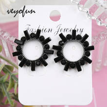 Veyofun Hollow out Hoop Crystal Stud Earrings for Women Accessories Fashion Jewelry New Free shipping 2024 - buy cheap