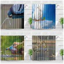 Cortinas de ducha impermeables para decoración de baño, Tela con estampado 3D de paisaje Natural, animales salvajes, aves, loro 2024 - compra barato