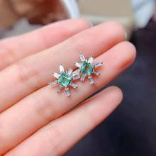 Brincos esmeralda natural alta qualidade s925 prata pura fina moda casamento joias para mulheres meibapjfs 2024 - compre barato