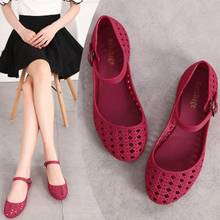 Sandals women 2020 new summer hollow flat shoes shallow mouth jelly shoes lightweight comfortable beach hole shoes 2024 - buy cheap