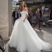 Off the Shoulder White Tulle Wedding Dresses Appliques Custom Made Bridal Gowns Vestidos De Novia 2024 - buy cheap