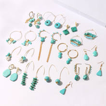 KOMi Bohemia Long Drop Earrings for Women Boho Jewelry Ethnic Blue Natural stone Earrings серьги E50220 2024 - buy cheap
