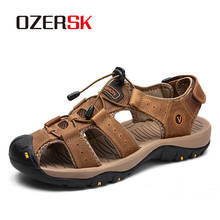 OZERSK Hot Sale New Fashion Summer Leisure Beach Men Shoes Breathable Leather Causal Sandals High Quality Men's Sandals 38-48 2024 - buy cheap