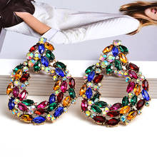 New Fashion Irregular Metal Colorful Rhinestone Dangle Drop Earrings High-Quality Vintage Crystals Jewelry Accessories For Women 2024 - buy cheap