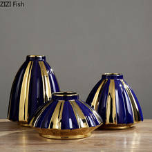 Nordic Style Blue Ceramic Vase Flower Arranger TV Cabinet Living Room Wine Cabinet Porch Creative Home Decoration Accessories 2024 - buy cheap