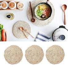 Round Rattan Placemats Natural Corn Straw Woven Dining Table Mats Heat Insulation Pot Holder Cup Coasters Kitchen Accessories 2024 - buy cheap