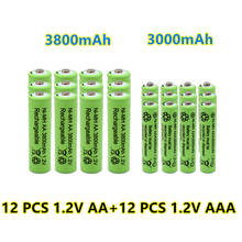 New 1.2V AA 3800mAh NI-MH Rechargeable Batteries+1.2 V AAA 3000 mAh Rechageable battery NI-MH  battery 2024 - buy cheap