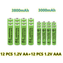 Pilas recargables de 1,2 V, AA, 3800mAh, NI-MH, 1,2 V, AAA, 3000 mAh 2024 - compra barato