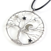 Silver Plated Wire Wrap Tree of Life with Moon Star Pendant Rope Chain Necklace Transfer Lucky Gift Jewelry 2024 - buy cheap