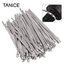 TANiCE 100Pcs 304 Stainless Steel Locking Cable Tie Multi-Purpose Metal Marine Grade 150/200/300/400mm Cable Tie For Home Repair 2024 - buy cheap