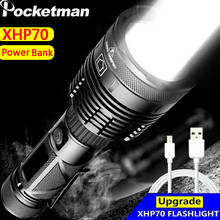 Pocketman LED Flashlight USB Rechargeable LED Torch XHP70 Lanterna Camping Lamp Use 26650 With Pen Holder Safety Hammer 2024 - buy cheap
