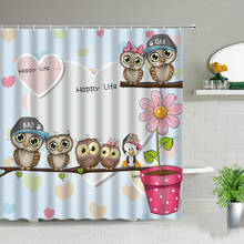 The New Lovely Owl Cartoon Shower Curtains Bathroom Decor Waterproof Child Hanging Curtain Polyester Cloth Printing Bath Screen 2024 - buy cheap