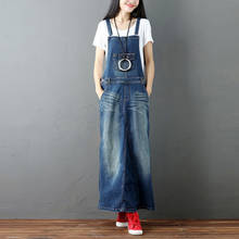 Women Loose Denim Dress Ladies Bleached Scratched Denim Dress Female Sleeveless Dress Spring Autumn 2024 - buy cheap