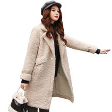 Winter New Fashion Lamb Wool Coat Women's Casual Mid-length Loose lamb Coat Female Granules Fluff Fit Fur Winter Outerwear T349 2024 - buy cheap