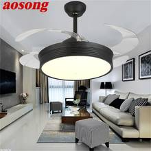 AOSONG Ceiling Fan Light Invisible Lamp With Remote Control Modern Simple LED For Home Living Room 2024 - buy cheap