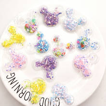 60Pcs/lot 4cm Bling Mouse head Transparent Plastic Filling Sequin Appliques for DIY Headwear Hair Clips Bow Accessories Patches 2024 - buy cheap