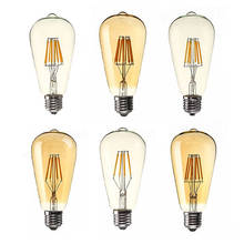 Bombilla LED regulable E27, 4W, filamento Retro Vintage ST64 COB, Color del cuerpo de la lámpara: Cubierta dorada, Color de la luz: dorado, amarillo (2200 2024 - compra barato