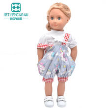 Fit 45cm American Doll clothes Fashion Cartoon strap set jacket dress Denim shorts Toys Girl's gift 2024 - buy cheap