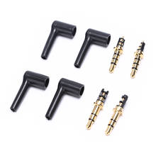 2pcs/lot 90 Degrees 3.5mm stereo headset plug jack 3 4 pole 3.5 Gold Plated Black Audio Plugs Jack Adaptor Connector 2024 - buy cheap