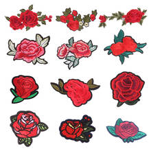 Beautiful Rose Patch Flower Sticker Iron on Clothes Heat Transfer Applique Embroidered Application Cloth Fabric Sequin Patches H 2024 - buy cheap