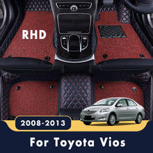 Роскошные двухслойные автомобильные коврики RHD с проволочной петлей, коврики для Toyota Vios 2013 2012 2011 2010 2009 2008, коврики под заказ 2024 - купить недорого