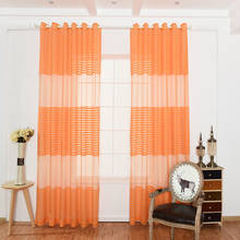 Orange  thick tulle curtains sheer for  living room bedroom stripes curtain for window treatment home decoration panel drapes 2024 - buy cheap