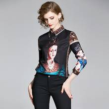Vintage Character Pattern Printed Blouse Women 2020 Spring Long Sleeve Casual Tops and Blouses Elegant Ladies Blusas Shirts 2024 - buy cheap