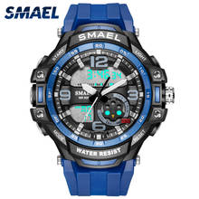 SMAEL-relojes deportivos para hombre, reloj Digital de cuarzo, LED, cronómetro, de pulsera, azul, resistente al agua, 1350B, nuevo 2024 - compra barato