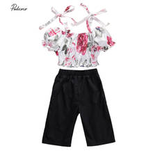 2020 Baby Summer Clothing Newborn Toddler Baby Girl Folral Outfit Off Shoulder Strap Tops Shirt Pants 2024 - buy cheap